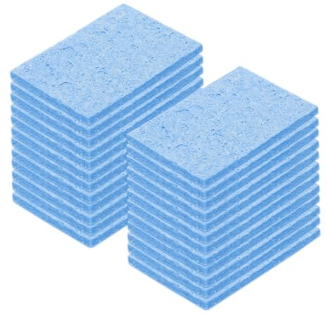 QUARKZMAN 25 Stück Lötschwamm 5 x 3,5 cm Rechteck Blau Verdickte Reinigungspads Lötspitzen-Ersatz zum Reinigen von Löten