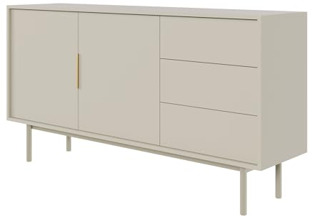 Selsey Viviaro - Sideboard 2-türig mit 3 Schubladen, Graubeige, 154 cm, Taupe (Grau-beige)