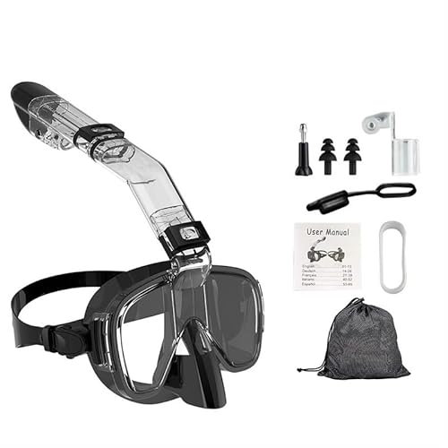 Entwickelt for Schnorchelausrüstung, Schnorchelmasken, zusammenklappbares Antibeschlag-Tauchmaskenset mit vollständigem Trockensystem. (Color : Black, Size : L/XL)