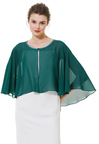 BEAUTELICATE Chiffon Stola Damen Festlich Chiffon Schal Cape Schultertuch mit Satinbesatz Ärmellos Bolero Strickjacke für Hochzeit Braut Abendkleid Brautkleid Sommer