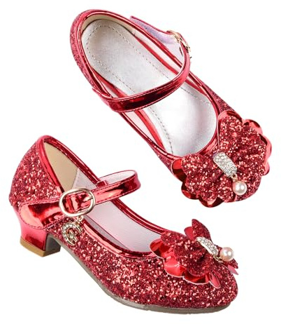 JerrisApparel Scarpe da Principessa per Ragazze Mary Janes Matrimonio Compleanno Festa (Rosso, 26 EU)