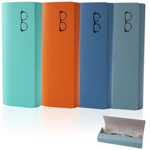 Lot de 4 Étuis à Lunettes, Étui Rigide Magnétique, Étui de Protection Premium 4 Couleurs pour Lunettes de Soleil, Boitier Lunette Portable, Boite Etui Lunettes Rigide pour Femmes Hommes Voyage
