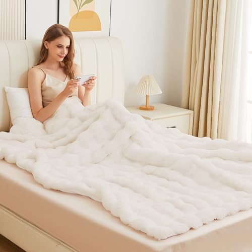 ORINOVA Coperta 230x230 cm Beige Pile Letto Matrimoniale Calda Invernale Blanket Divano Plaid Singolo Caldo e Morbido