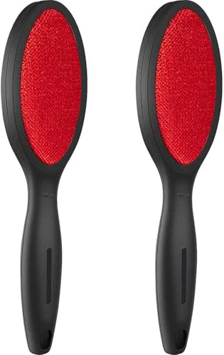 2er Professionelle Fusselbürste für Tierhaare & Kleidung - Doppelseitige Velours/Silikon Bürste, Wiederverwendbare Flusenentferner für Sofa/Auto (5000+ Bürstenstifte)