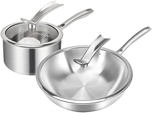 ASumPio Juego De Ollas De Acero Inoxidable 316, Sartén Antiadherente para Cocina Doméstica Y Juego De Olla para Leche, Utensilios De Cocina Combinados,A,A
