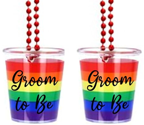 We Personalize Groom to be Pride Shot Glasses Set of 2 Rainbow Shot Glasses Stag Do LGBTQ+ Plus stag do accesories Bridal accesories
