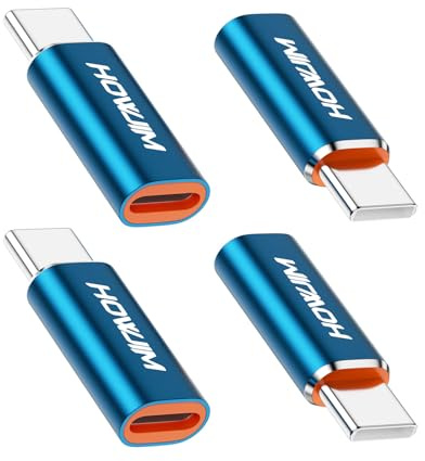 HOWJIM 8-Pin auf USB C Adapter 4 Stück,PD Schnellladen für Phone 15/16/17 | Datenübertragung,8-Pin Buchse auf USB C Stecker für Pad Pro G-alaxy Android,Nicht für Kopfhörer/OTG/USB Stick/Pencil Blau