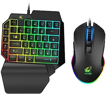 POPETPOP One Handed Keyboard and Mouse for Gaming Keyboard for Home Office Use Ergonomic Design
