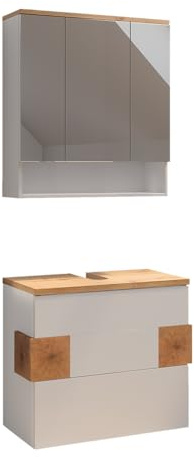 Vicco Badmöbel-Set Eden, Weiß Hochglanz, 70 cm | besteht aus Badspiegel und Waschbeckenunterschrank