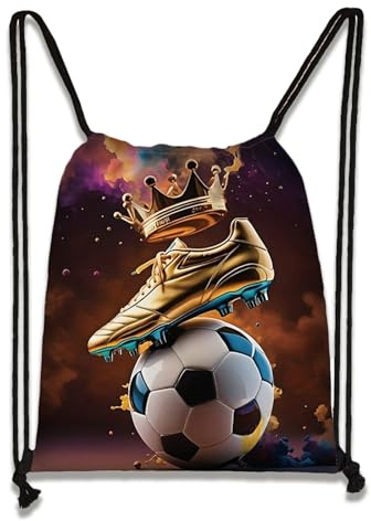 Football Drawstring Bags, Waterproof Swim PE Bag for Men Boys, Sports String Backpack Party Favor Bags, Large Capacity Draw String Bag Gym for School Swimming Travel Fitness Climbing Hiking Picnic