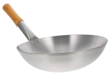 GALPADA Wok in Acciaio Inossidabile con Manico Singolo Padella Stir Fry Resistente al Calore per Cucina Quotidiana Multiuso per Friggere Cuocere Vapore e Saltare Verdure Design Ergonomico