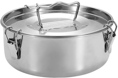 Moldes para flan para hornear, molde para flan de acero inoxidable de 7.5 x 3 pulgadas con tapa y asa, moldes redondos para hornear pasteles con hebilla de cierre, molde portátil para pasteles para c