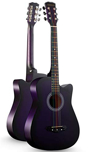 Akustikgitarren-Set Für Anfänger, Cutaway-Holzgitarre Grundlagen Der Folkgitarre Inklusive Instrumententasche Und Zubehör(Violett,38 in)
