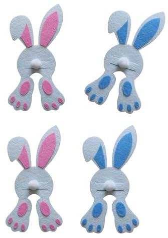 NONGYU Bestecktasche in Hasenform, für Ostern, Besteckhalter, Schneider und Gabel, Besteckbeutel, Tischdekoration, Ostern, Besteckhalter, Ornamente, einzigartige Party-Tischdekoration, 4 Stück