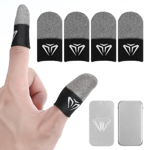 Gjinxi Manchon de Gaming 4 Manchons de Pouce Gamer Antidérapants Soyeux Mobile Gaming Gants Doigts Fibre Argent Écran Tactile Manchons de Pouce Couverture Doigts Manchon de Pouce pour Jeux de