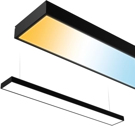 HOROZ ELECTRIC Lámpara Lineal LED FORTIS de Superficie/Suspendida Negra – 60W 4800 lm IP20 – Lámpara de Techo LED 3000K/4200K/6400K Regulable – Longitud 118 cm – Iluminación Colgante