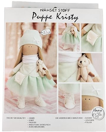 GMMH Nähset Bastelset Puppe zum Selbermachen, 30 cm Groß, Puppen Selber Nähen, DIY, Geschenkidee für Bastler, Schneidern, Schneider Set, Selbernähen (Kristy)
