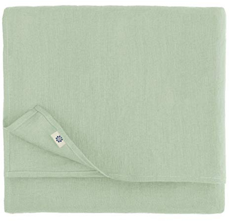 Linen & Cotton Tischdecke Hygge, 100% Leinen - Hellblau/Blau, 80 x 80 cm | Mitteldecke Klein Quadratisch, Tischtuch, Tischwäsche Landhausstil, Festliche Frühling/Home, Für Küche Restaurant Cafe Hotel