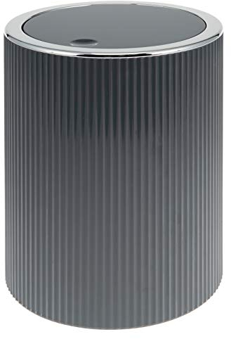 bremermann Kosmetikeimer GAVELLO mit Schwingdeckel // Badeimer mit Rillendekor, Kunststoff 5,5 Liter (Grau)
