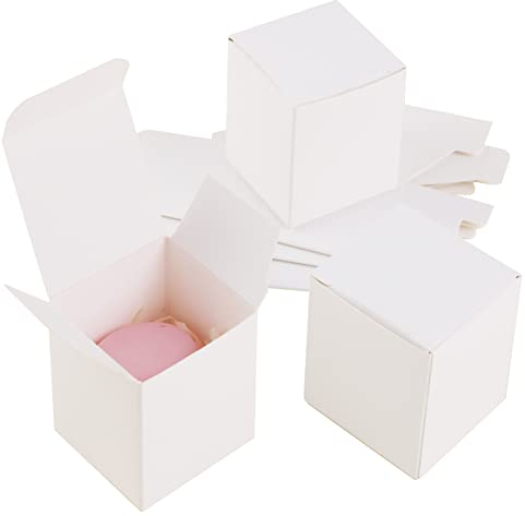 AB Max Weiße Karton Geschenkboxen – Kleine Schachteln mit Deckel 5 x 5 x 5 cm Papier Geschenkbox für Ring Halskette Ohrring Süßigkeiten Partys Hochzeit Geschenkkartons Packmaterialien 12 Stück