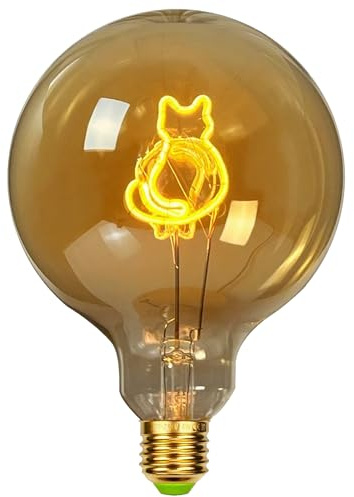 TIANFAN Vintage Led Birne G125 Big Globe 4W Dimmbar Edison Dekorative Glühbirne 220V-240V E27 Tischlampe Lichtquelle Katze