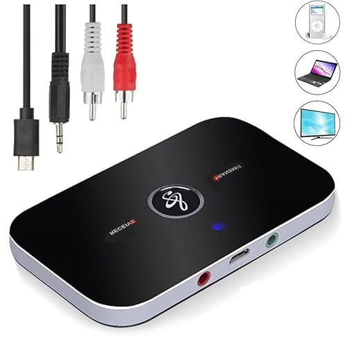 ZIYAN Transmisor Bluetooth receptor inalámbrico Aux adaptador de audio auriculares TV con cable AUX 3,5 mm y RCA, transmisor receptor