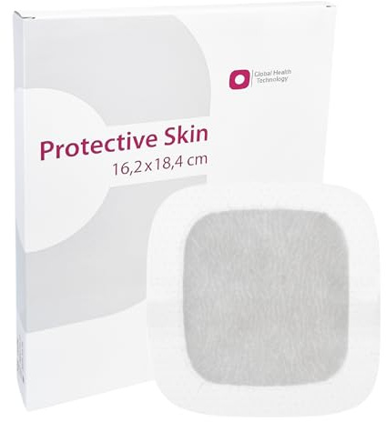 Erland Care Protective Skin 16,2 x 18,4 cm - Multifunktionaler, hoch saugfähiger, großflächiger Silikon-Wundverband, selbstklebende Polsterung, hautfreundlich, fördert die schnelle Heilung, 10 Stück