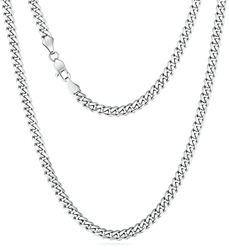 KRKC&CO 6mm Kette Herren, Herren Edelstahl Panzerkette mit Diamantschliff, Silbrig Cuban Link Chains Silberkette, Geschenke für Damen Mädchen Männer Jungs, [Länge 45,7cm]