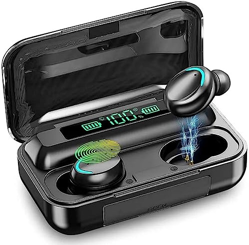 AI-01 F9-5 Kabellose Touch-Kopfhörer, Bluetooth 5.3, Sprachassistent, HiFi-Stereo, Geräuschunterdrückung für den Außenbereich, wasserdicht, für Sport oder Dusche, Mikrofon für Telefon