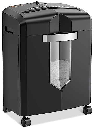 Bonsaii 12-Blatt Partikelschnitt Aktenvernichter, läuft 60 Minuten lang, Hochleistungs schredder aktenvernichter für Home Office, P4 Mikroschnitt papierschredder mit 4 Rollen & 16L Behälter(C266-B)