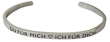 Eleganter Armreif Armband Silber mit Mantra und Spruch bis ca. 20 cm. DU FÜR MICH - ICH FÜR DICH