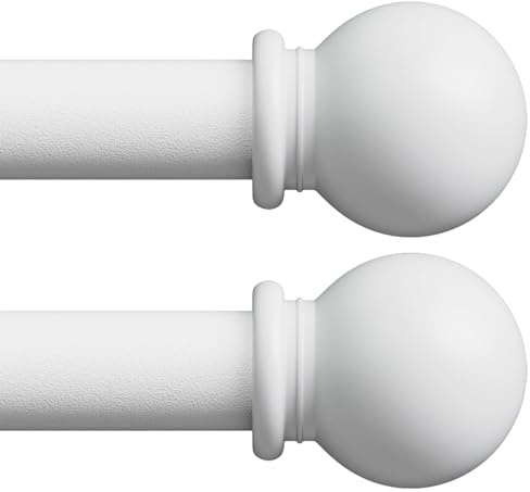 2 pezzi asta per tende bianca 71-300 cm, set di aste per tende a parete con staffe, asta decorativa da 16 mm bianca opaca lunga 3 m