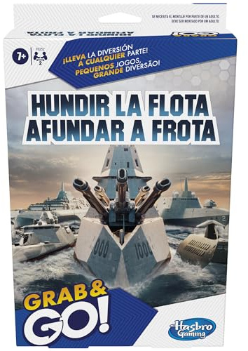Hasbro Gaming Hundir la Flota Grab and Go, Jugete de Estrategia, Kit Portátil con Barcos, Fiestas en Familia, Regalo para Niños y Niñas de 7 Años o Más