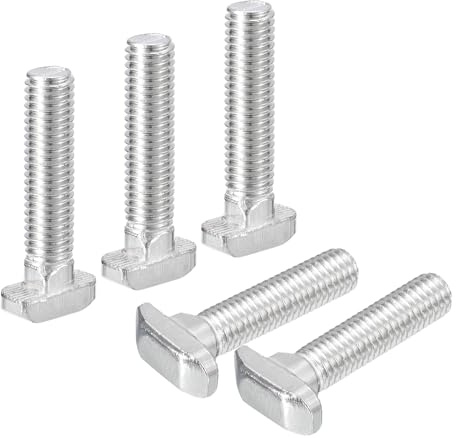 QUARKZMAN 30 Stück Hammerkopfschrauben T-Nutenbolzen, M8 x 40mm T-Schraube Einsteckbolzen für 4040 Serie T-Nuten Aluminium Profil, Kohlenstoffstahl vernickelt, Silber