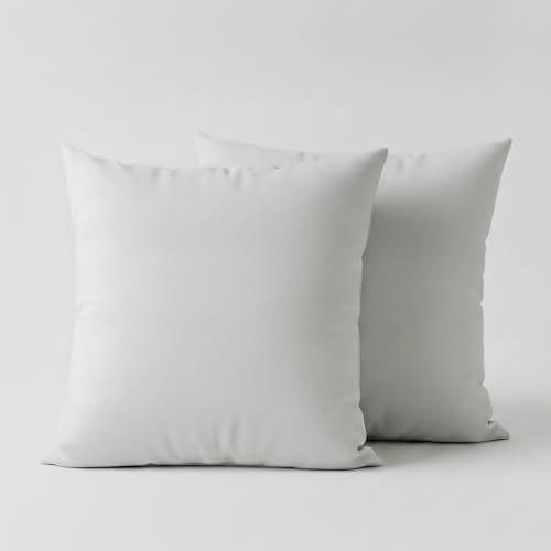 WANSHA HOME Cushion Inserts Cushion Pads 18 x 18 inches Cushion Inner - Pack of 2 (45 x 45 cm) White Hollowfibre Square Cushions Stuffer Inserts, Bed Sofa Couch Pillows