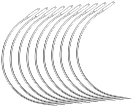 SOLUSTRE 100piezas Agujas para Tapicería Curvas Profesionales Aguja Forma de C Espiral para Coser Mano Sofás y Extensiones de Cabello