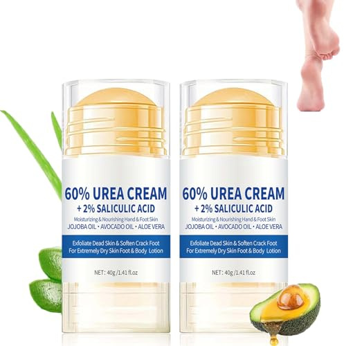 Crème pour les Pieds,Crème Hydratante et Nourrissante pour les Pieds,Réparer les pieds pour la Peau Sèche et les Talons Rugueux,Les Mains,Genoux,Enrichie en à l'Uréeet Salicylique-40g*2