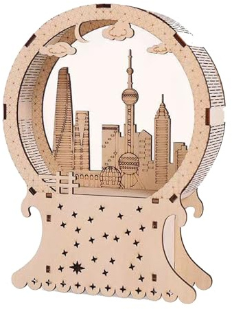 TRACYE Lampada a Palla di Neve Puzzle 3D in Legno, Kit di Costruzione in Legno per Adulti da Costruire, Rompicapo Giochi Logica Potenziare creatività,Natale Ideale Regalo