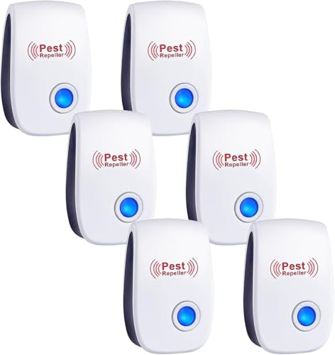 Ultrasonic Pest Repeller, 6 Pack Electronic Plug In Mice Repellent and Rat Repellent, Ultrasonic Insect Repellent Indoor Pest Control for Insect, Mosquitos, Flies, Roaches, Rats, Spiders, Flea