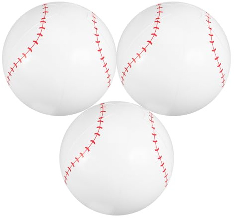 FIXOSHEE Balones de Béisbol Inflables de PVC, Tamaño 40 Cm, Paquete de 3 Unidades, Balones de Playa y Piscina Ligeras para Adolescentes, Juego al Aire Libre y Verano