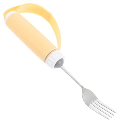 Tenedor Práctico de Ayuda para Rehabilitación, 1 Pieza 304 | Amarillo, Mango Antideslizante, Ligero y Fácil de Agarrar, Válido para Mano Izquierda y Derecha