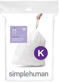 simplehuman CW0171 code K Custom Fit Bin Liners, White Plastic (Pack of 20 Liners)