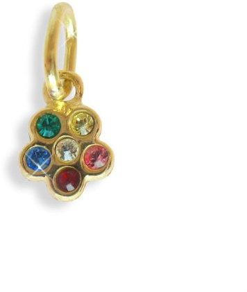 Blume Anhänger mit Edelsteinen echt 14 Karat Gold 585 (Art.210007)