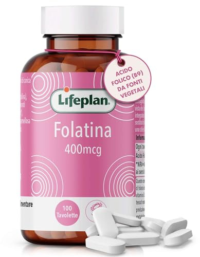 Lifeplan Integratore Acido folico 400mcg, Agevola la Formazione dei Globuli Rossi, sostiene l’organismo in gravidanza, Folic Acid supporta la funzione del sistema nervoso (100 tavolette)