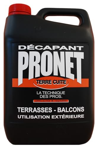 PRONET - Décapant Sols et dallages - Nettoie et décape tous types de sols extérieurs - Elimine les traces noires, salissures et mousses sur terrasse et allée - Formule concentrée à diluer - Bidon 5 L
