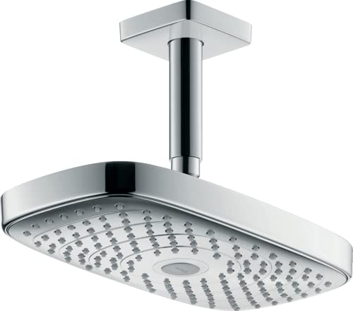 hansgrohe Duschkopf Raindance Select E, Kopfbrause wassersparend, Regendusche mit 2 Strahlarten, Deckenanschluss, Chrom