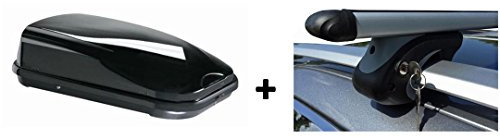 VDP Coffre de Toit JUFL320 - Barres de Toit en Aluminium - pour Toyota Avensis Kombi T25 98-08 - 90 kg - Serrure