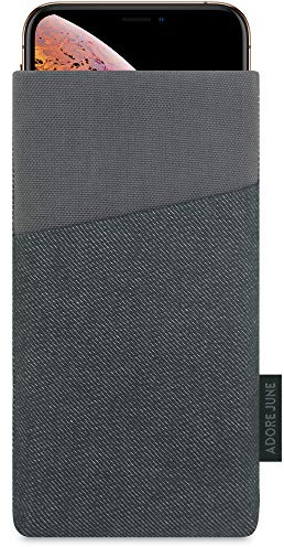 Adore June Tasche Clive kompatibel mit iPhone XS/iPhone X, Handyhülle mit Extrafach und Display-Reinigungseffekt, Schwarz/Grau