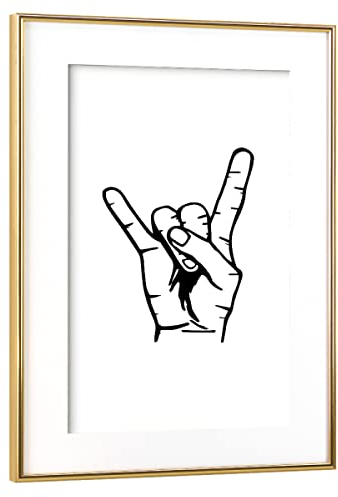 artboxONE Poster mit Rahmen Gold 60x40 cm Rockhand von AB1 Edition - gerahmtes Poster