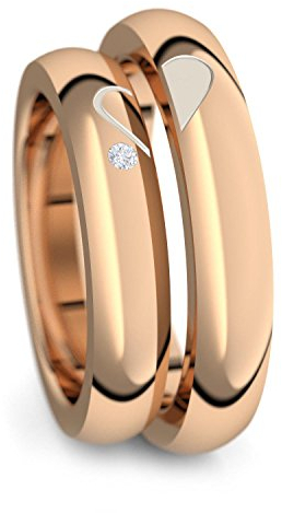 Eheringe Trauringe Rosegold Set AMOONIC mit Zirkonia Freundschaftsringe Paarpreis Verlobungsringe Partnerringe Silber 925 hochwertig vergoldet Ringpaar Hochzeitsringe Eheringe ER40VGRSZIFA-5264